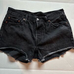 Levi 501 dark wash button fly shorts